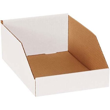 BOX PACKAGING Corrugated Storage Bin, 200#/Ect-32-B Corrugated, 8 in W, White BSBINMT812